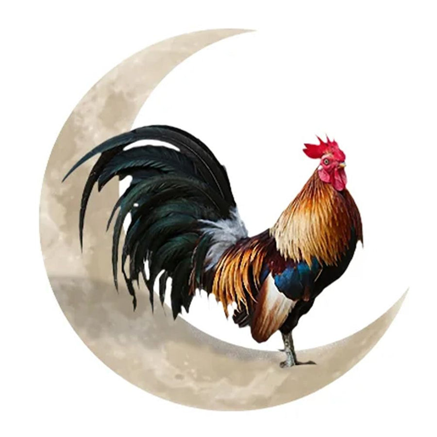 Rooster Moon Wall Decor Metal Wall Hanging Sign Wall Unique Arts Pendant for Outdoor Indoor Home Wall Decoration