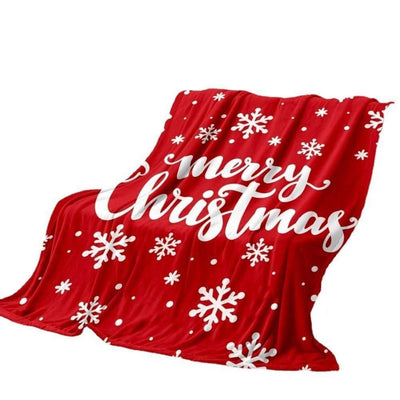 Merry Christmas Flannel Blanket Snowflake Print Soft Warm Plush Throw Blanket Home Decor New Year Decorations