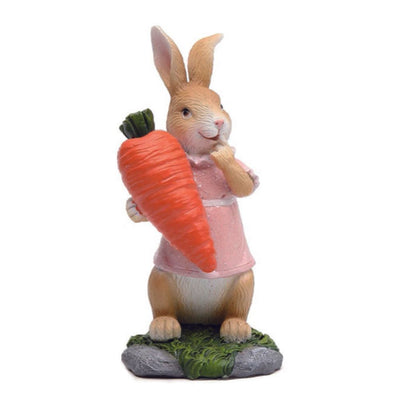 Easter Bunny Figurines with Carrot Cute Resin Bunny Rabbit Statue Resin Crafts Ornaments Easter Gifts for Children