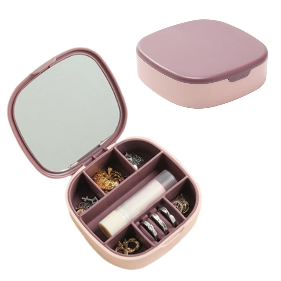 Travel Jewellery Box Portable Small Jewellery Box Organizer with Mirror Mini Jewelry Storage Case for Rings Earrings Necklaces Gifts