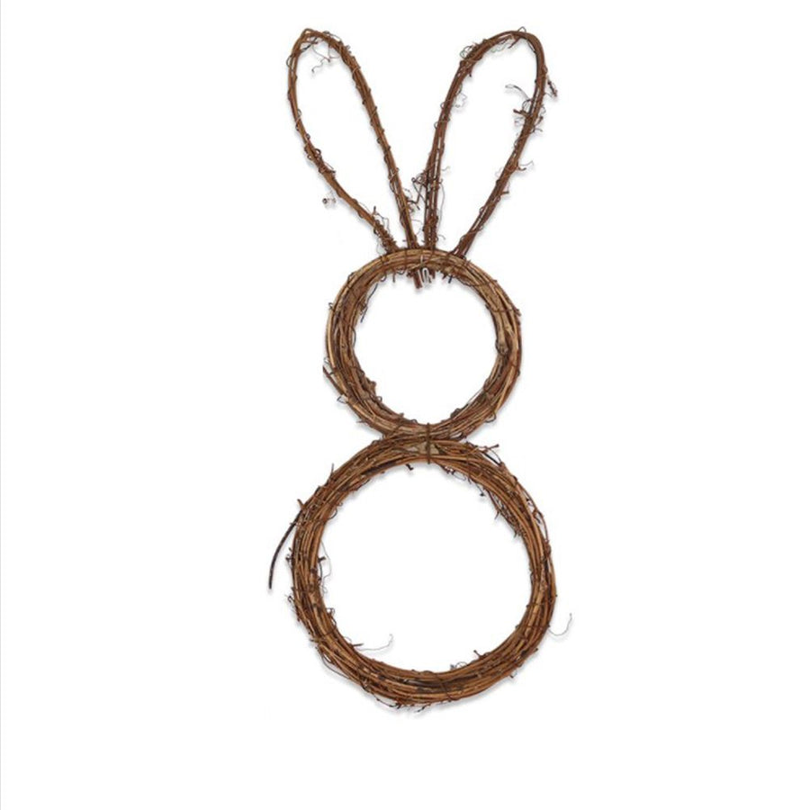 DIY Bunny Shaped Grapevine Wreath Easter Bunny Wreath Foldable Rabbit Rattan Garland for Courtyard and Lawn Decor