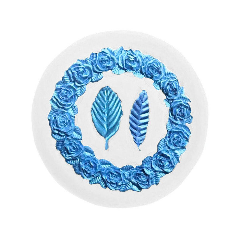 Rose Wreath with Leaves Fondant Mold DIY Silicone Molds for Wedding Valentine Party Baking Decoration