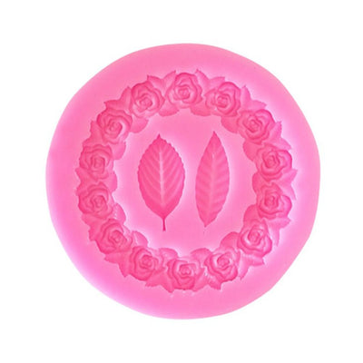 Rose Wreath with Leaves Fondant Mold DIY Silicone Molds for Wedding Valentine Party Baking Decoration