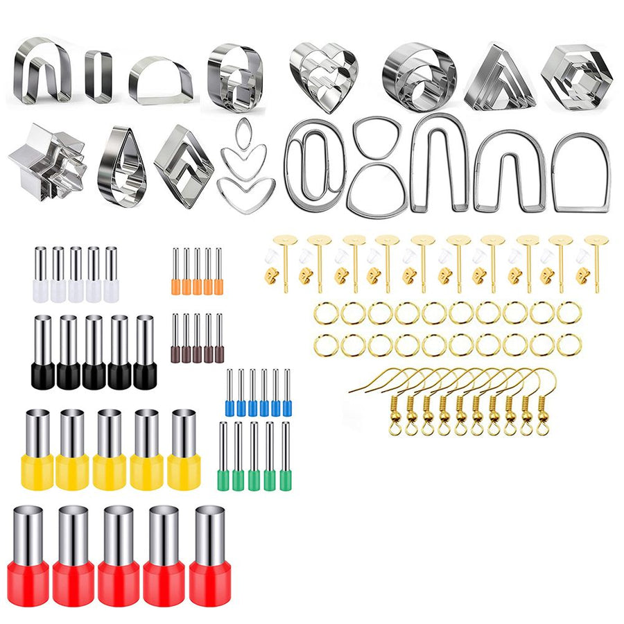 Polymer Clay Cutters DIY Clay Cutters Shapes for Polymer Jewelry Making with Earring Cards Hooks DIY Plastic Bags
