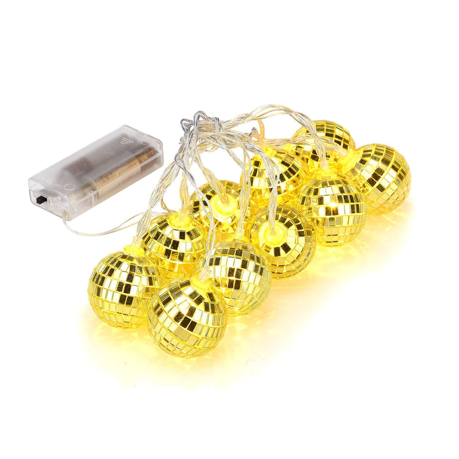 1.8m 10 Lights 5cm Golden Sphere Warm Light Mirror Light String Christmas Lights String Christmas Tree Decoration