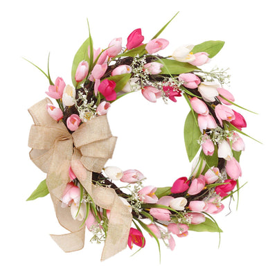 Tulip Wreath Tulip Decorative Wreath Artificial Tulip Wreath Decorative Flower Wreath
