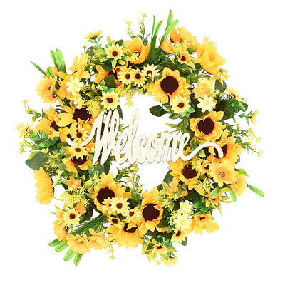 Sunflower Garland Door Ornament Ins Nordic Sunflower Decoration Hello Hanging Ornament