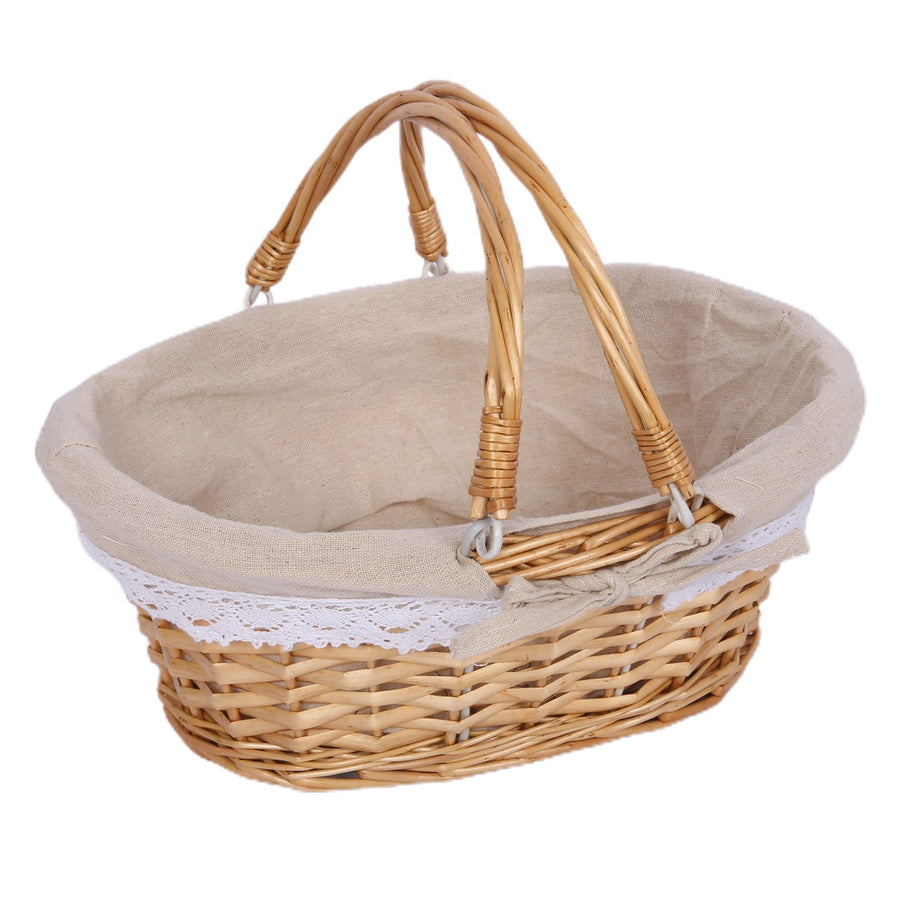 Wicker Picnic Basket Willow Woven Hand Basket Rustic Picnic Activities Handle Basket