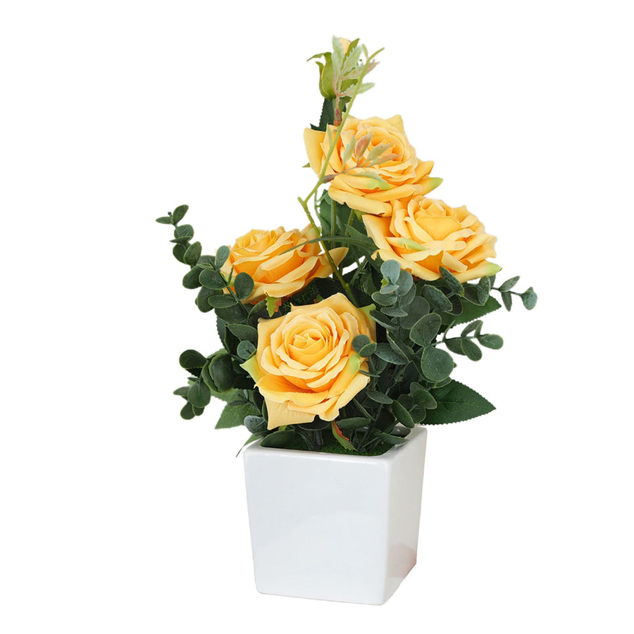 Rose Potted Plant Simulation Flowers Ceramic Small Bonsai Artificial Rose Potted