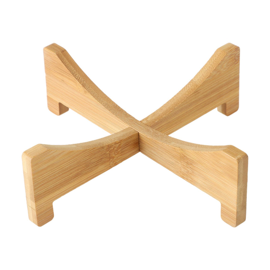 Plant Stand Bamboo Flower Pot Tray Cross Shaped Multifunction for Pet Home Kitchen 17.5x5cm