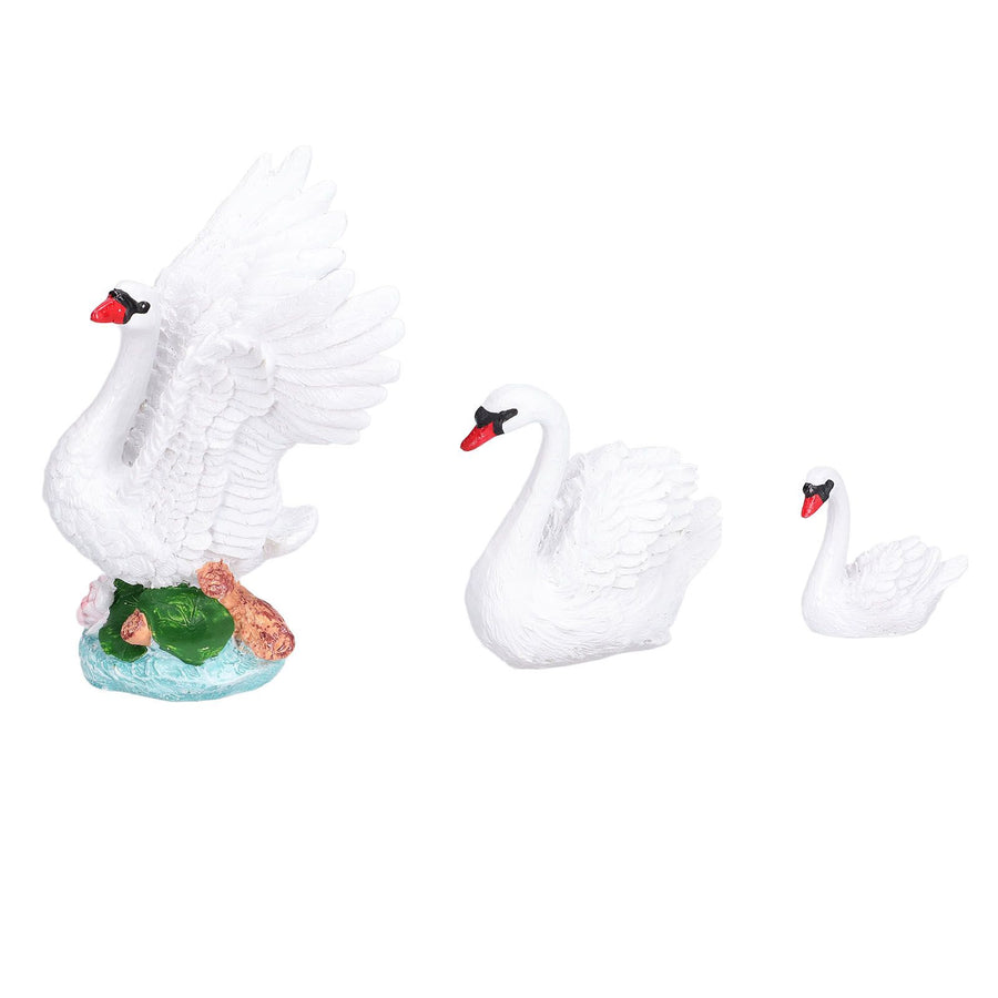 3pcs Resin Swan Ornaments Simulation Decorative Swan Figurine for Miniature Garden Home