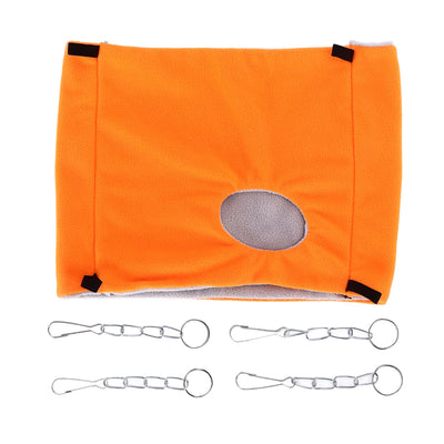 Bird Warm Nest Thermal Plush Cage Hanging Bed Hamster Double Layer Hammock for Winter Cold WeatherOrange