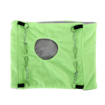 Bird Warm Nest Thermal Plush Cage Hanging Bed Hamster Double Layer Hammock for Winter Cold WeatherGreen