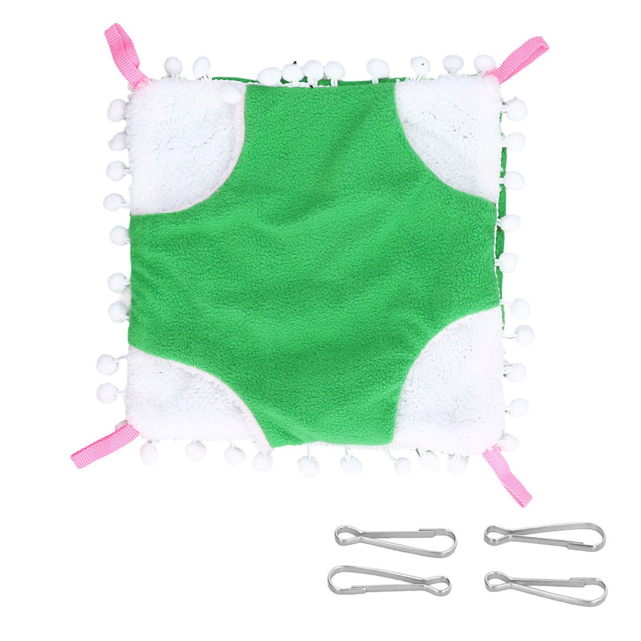 Small Pet Cage Hammock Parrot Warm Hanging Hammock Bird Nest Hut Bed for Hamsters Sugar Gliders Golden HamsterL Green
