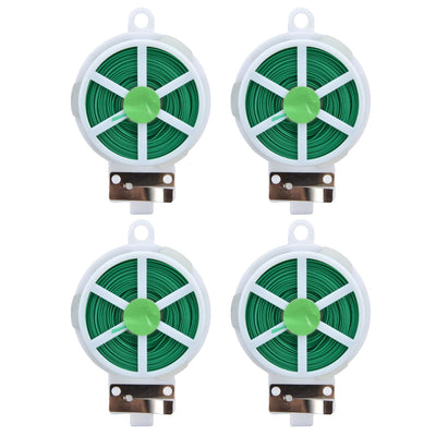 4pcs Plant Ties 50 Meters Green Twist Ties Wire with Built in Cutter for Garden Courtyard Indoor Plants Support Fixing