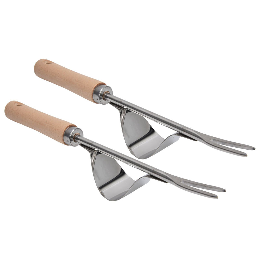 2Pcs Garden Hand Weeder Stainless Steel Sturdy Durable Rustproof Glossy Handle Weed Removal Tool