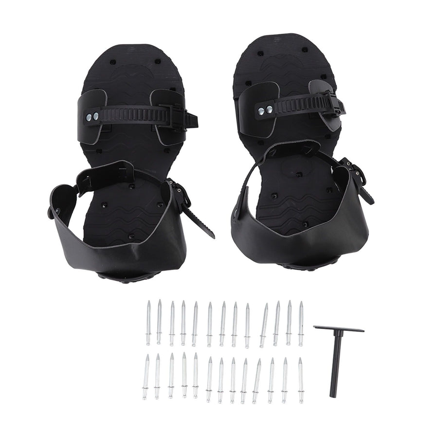 1 Pair Spike Sandals PU Lawn Aerator Shoes Grass Aerator Tool for Yard Garden Plants Health Black