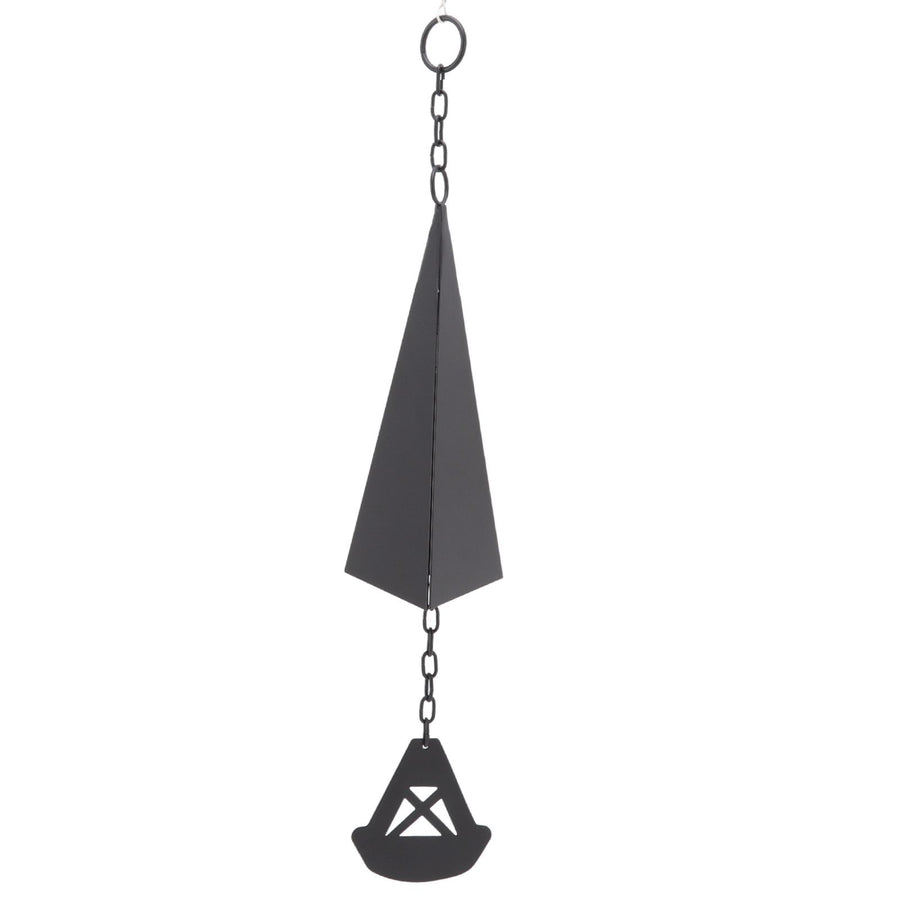Triangular Wind Chimes Courtyard Bell Pendant Home Decoration Iron Black with Hanging Ring for Garden