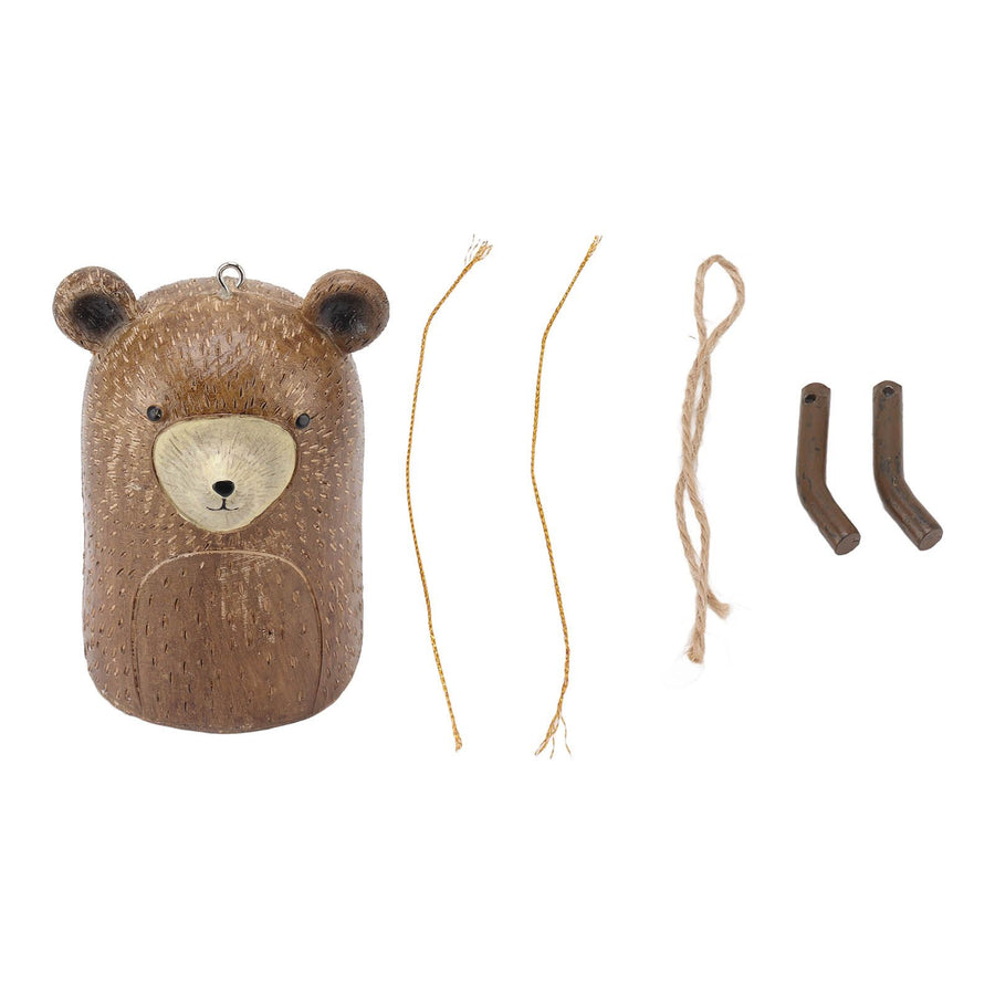 Rustic Hanging Animal Wind Chimes Resin Hand Made Natural Garden Decoration for Gardens Backyards Trees Yards C Raccoon