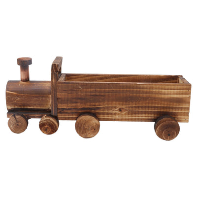 Wooden Flower Pot Cartoon Train Shape Good Ventilation Succulent Flower Pot Decoration for Garden Home Office