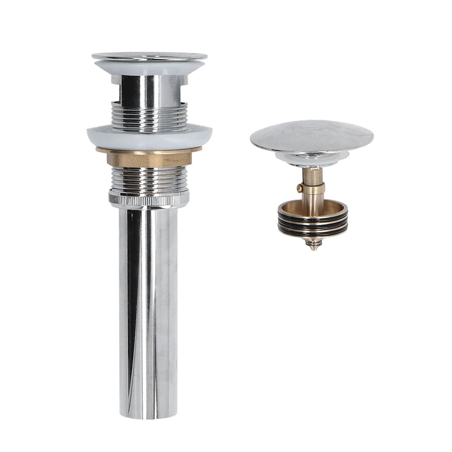 Sink Drain Stopper Copper Stainless Steel Bathroom Wash Basin Sink Drain Part for Home KitchenSilver with Overflow