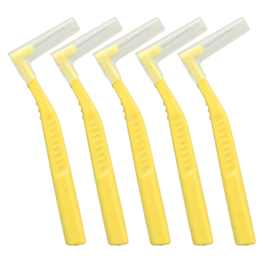 5pcs L Shaped Interdental Brushes Effective Cleaning Plaque Removal Braces Brush for Tooth Care Yellow