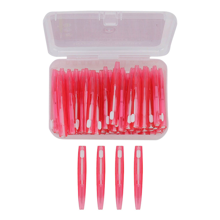 60Pcs Interdental Brush Practical Slim Braces Cleaner with PP Handle for Adults Children Orthodontic Care Pink
