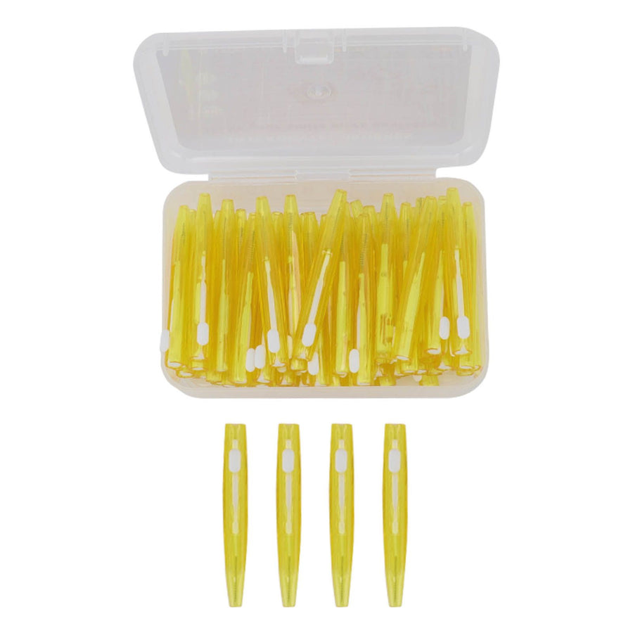 60Pcs Interdental Brush Practical Slim Braces Cleaner with PP Handle for Adults Children Orthodontic Care Yellow