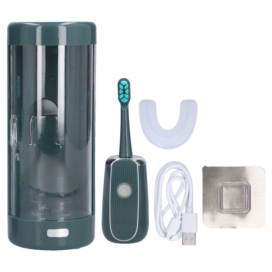 Electric Toothbrush Portable USB Charging IPX7 Waterproof Ultrasonic Toothbrush with Sterilization BoxGreen