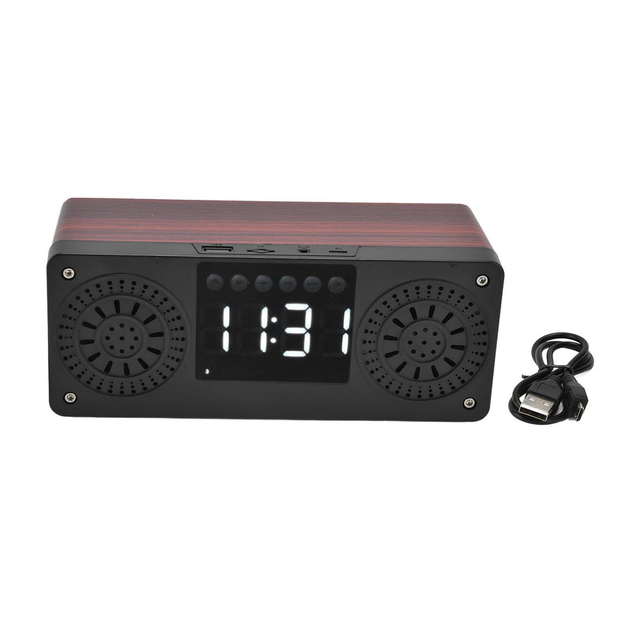 Speaker Red Double Speaker Digital Display Clock 360° Three Dimensional Surround Wooden Speaker Subwoofer