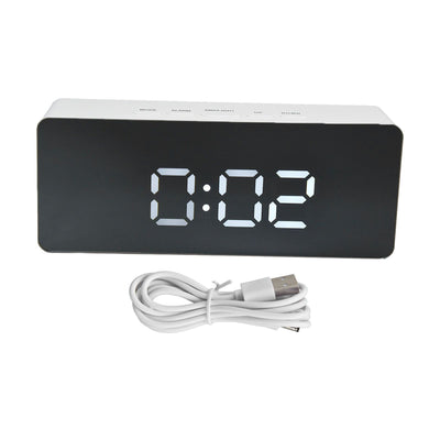 LED Clock Multifunctional USB Powered 3 Lighting Modes Snooze Time Celsius Fahrenheit Display Digital Alarm ClockWhite