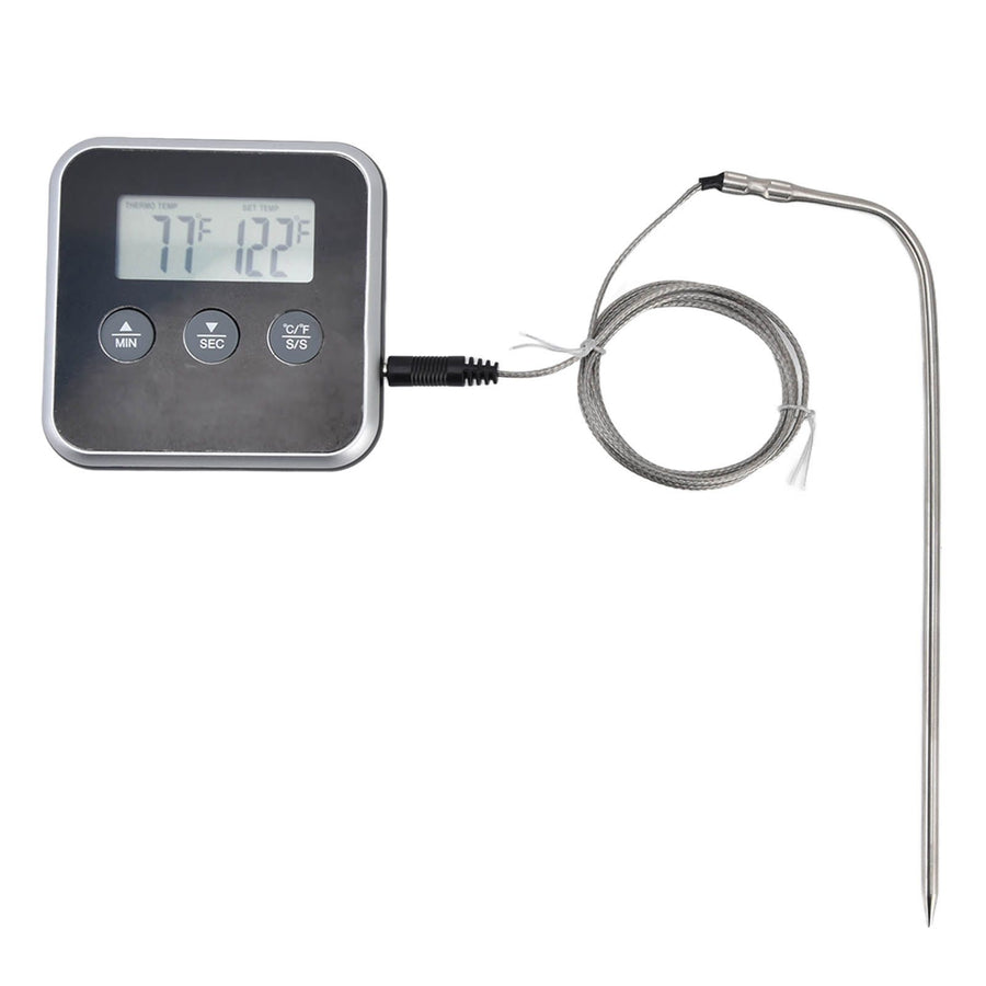 Meat Thermometer Smart 3 Buttons Digital LED Display Multifunctional Oven Thermometer with Probe for Cooking Baking BBQBlack