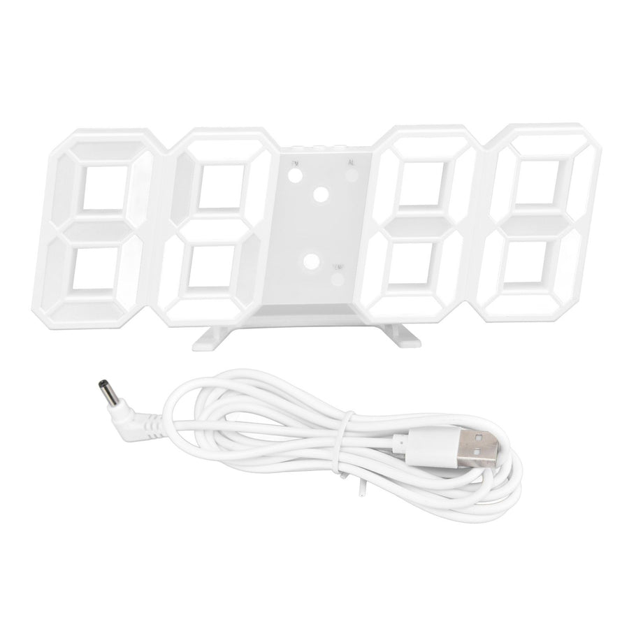 Digital Wall Clock Modern Design Temperature Display Alarm Function Sound Control Auto Sleep LED Wall ClockWhite