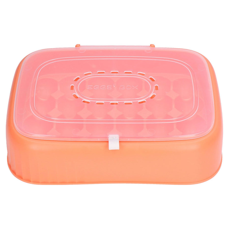24 Eggs Containers ABS Egg Tray Storage Box Refrigerator Organizer Bins with Breathable VentsOrange