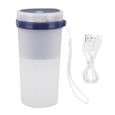 300ml USB Charging Electric Juicer Cup Security Lock Blender with 6 Leaf Knife and Waterproof Blue Light Display for Home Blue