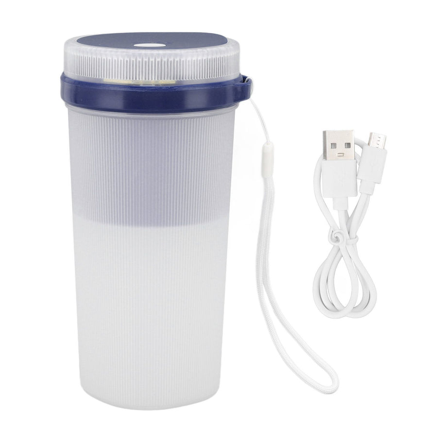 300ml USB Charging Electric Juicer Cup Security Lock Blender with 6 Leaf Knife and Waterproof Blue Light Display for Home Blue