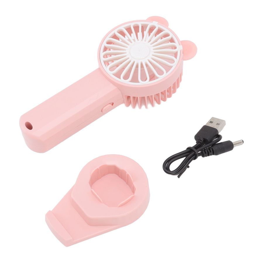 Handheld Fan Strong Natural Wind USB Charging 5 Blades Detachable Base Mini Portable Fan for Home Office Travel Pink
