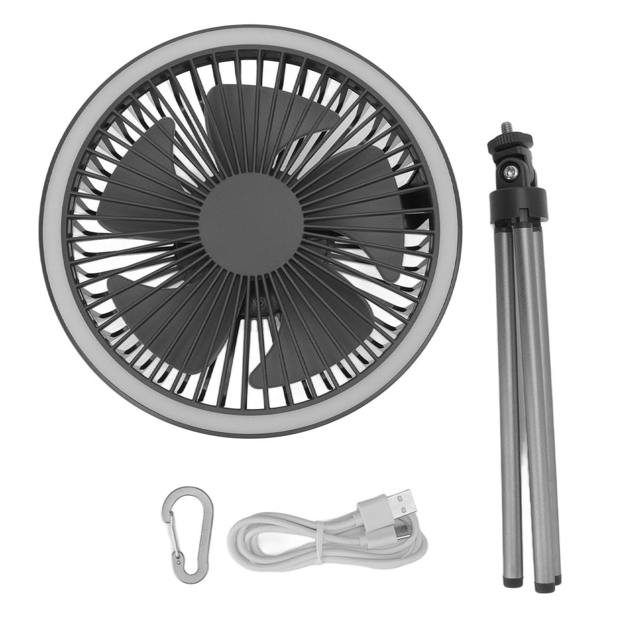 Tripod Fan 10000mAh 3 Gears Adjustable Timing Function Portable Desktop Fan with Light for Outdoor Camping Gray