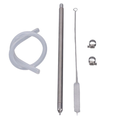 35.2cm Length Spring Loaded Beer Bottle Filler Stainless Steel Wine Bottle Filler Wand with Cleaning Brush Hose Clamp