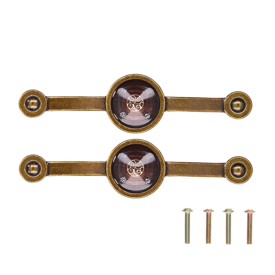 2 Pcs Zinc Alloy Antique Copper Handle European Modern Pastoral Color Acrylic Handle for Cabinet DrawerBrown