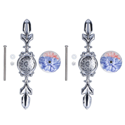 2pcs/set Ceramic Cabinet Handle Modern Simple Style Hand Painted Ceramic Cabinet Knobs1060D Plantain Blue and White Porcelain