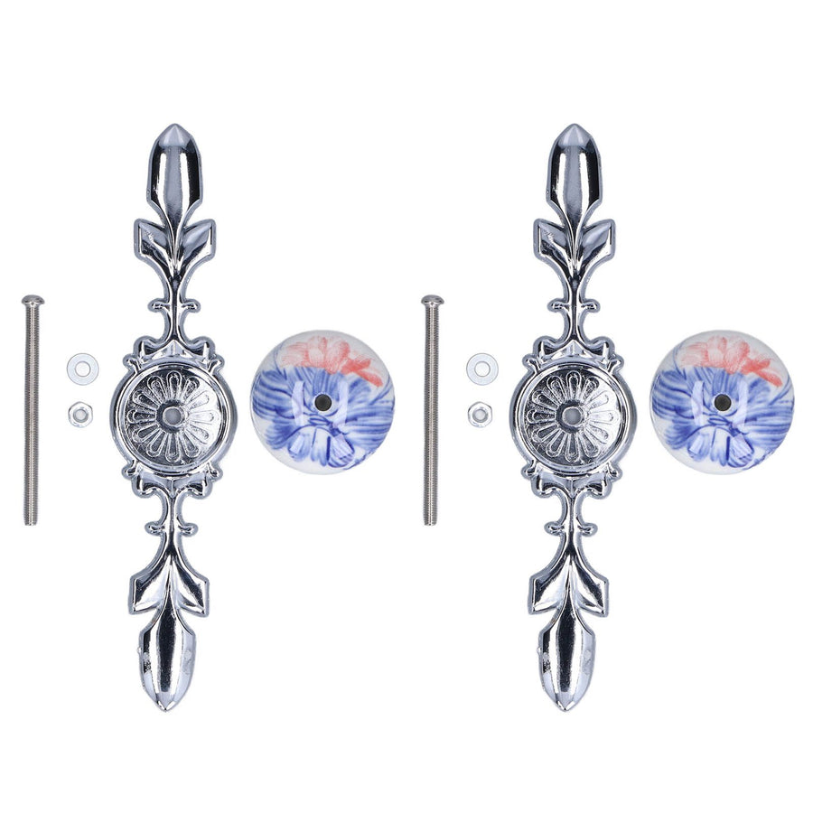 2pcs/set Ceramic Cabinet Handle Modern Simple Style Hand Painted Ceramic Cabinet Knobs1060D Plantain Blue and White Porcelain