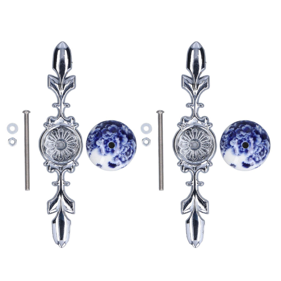 2pcs/set Ceramic Cabinet Handle Modern Simple Style Hand Painted Ceramic Cabinet Knobs1060D Peony Blue and White Porcelain