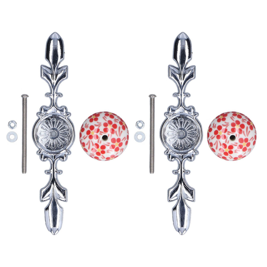 2pcs/set Ceramic Cabinet Handle Modern Simple Style Hand Painted Ceramic Cabinet Knobs1060D Red Flower Blue and White Porcelain