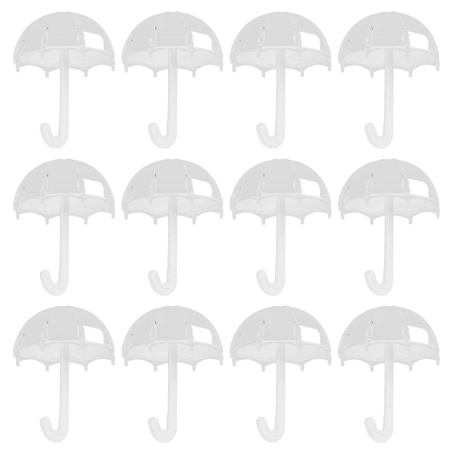 12pcs Umbrella Shaped Candy Box Portable Cute Exquisite Plastic Packaging Gift Box for Birthday PartyWhite
