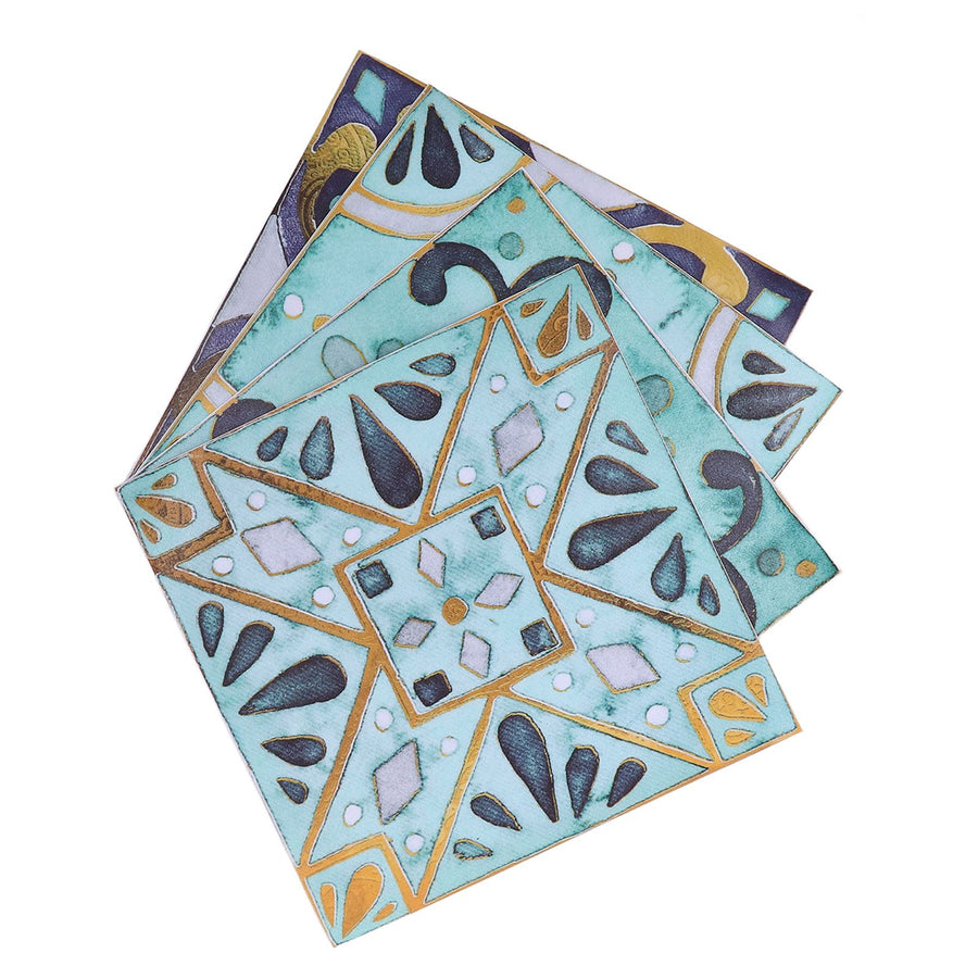 4Pcs/Set Antique Tile Stickers Retro Style Waterproof Self Adhesive Decals for Kitchen Bathroom Decor 30x30cm