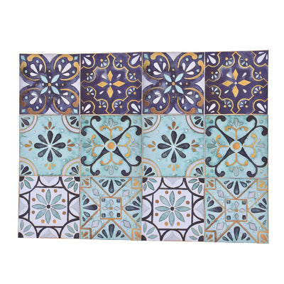 2Pack Floor Tile Stickers Self Adhesive Ceramic Tile Decor Waterproof Vintage Retro Style for Kitchen BathroomDark Green with Gilt Edging