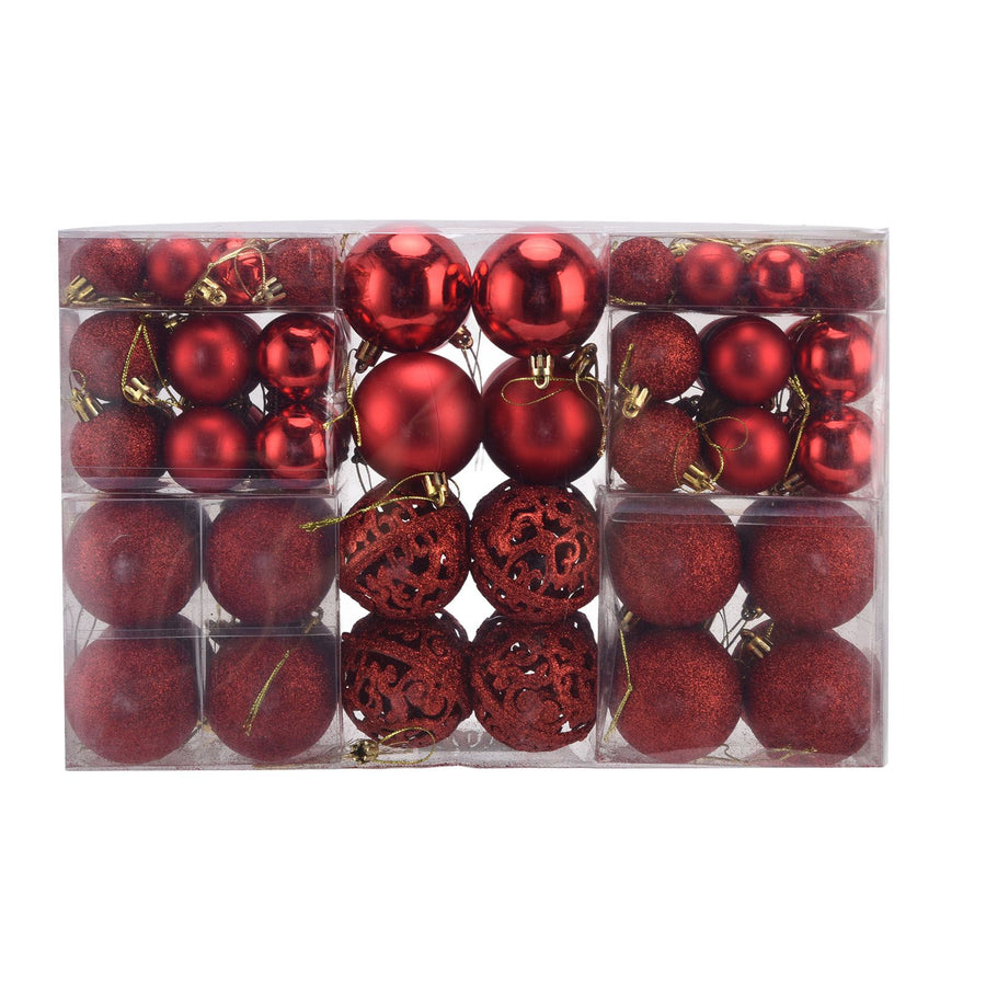 100pcs Christmas Ball Ornaments Shatterproof Hanging Balls for Christmas Tree Party DecorationRed