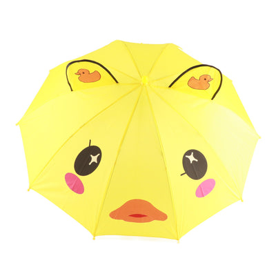 Kid Umbrella Lovely Cartoon Animal Easy Operation Light Weight Girls Umbrella for Raining Clear DayYellow