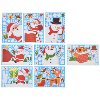 8PCS Christmas Snowman Sticker DIY Window Glass Sticker PVC Decorative Sticker for Living Room